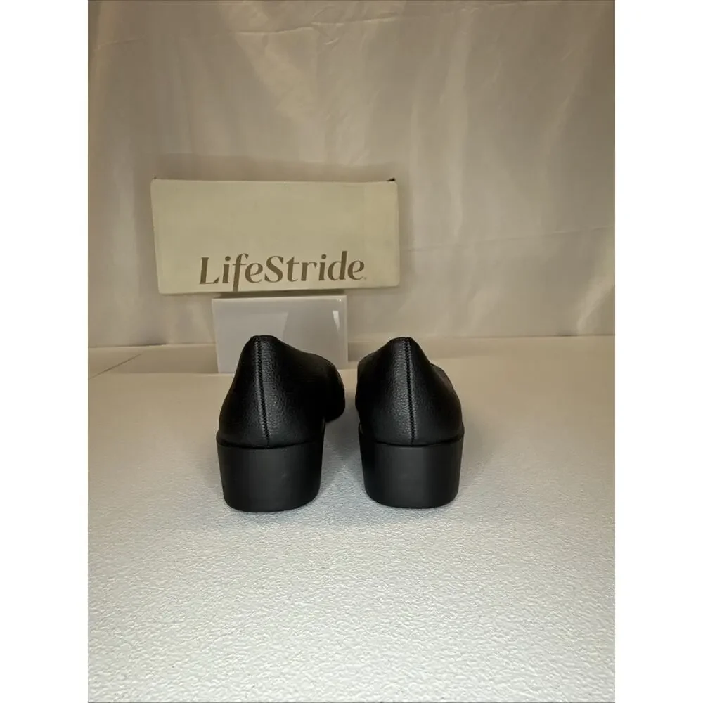 LifeStride Jenna Women's Black Wedge Slip-On Loafers Shoes Comfort Size 9.5W